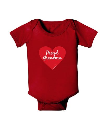 Proud Grandma Heart Baby Bodysuit Dark-Baby Romper-TooLoud-Red-06-Months-Davson Sales