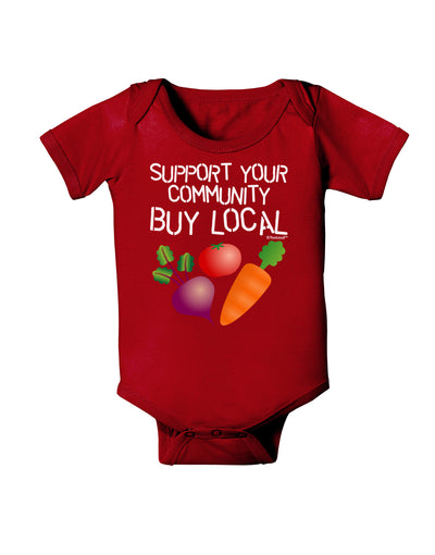 Support Your Community - Buy Local Baby Bodysuit Dark-Baby Romper-TooLoud-Red-06-Months-Davson Sales