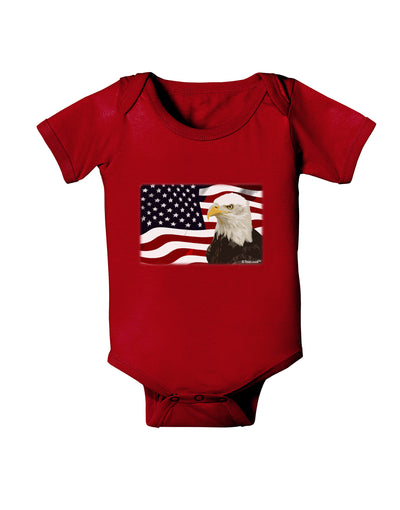 Patriotic USA Flag with Bald Eagle Baby Bodysuit Dark by TooLoud-Baby Romper-TooLoud-Red-06-Months-Davson Sales