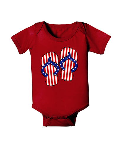 Stars and Stripes Flip Flops Baby Bodysuit Dark-Baby Romper-TooLoud-Red-06-Months-Davson Sales