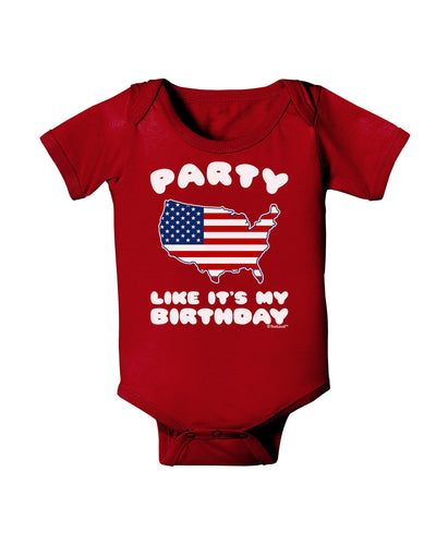 Party Like It's My Birthday - 4th of July Baby Bodysuit Dark-Baby Romper-TooLoud-Red-06-Months-Davson Sales