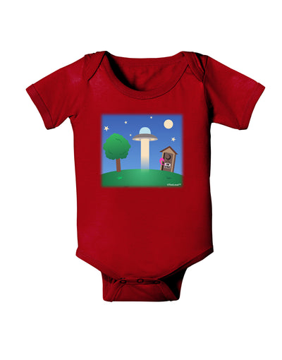 UFO Stopping At an Out-house Baby Bodysuit Dark by TooLoud-Baby Romper-TooLoud-Red-06-Months-Davson Sales