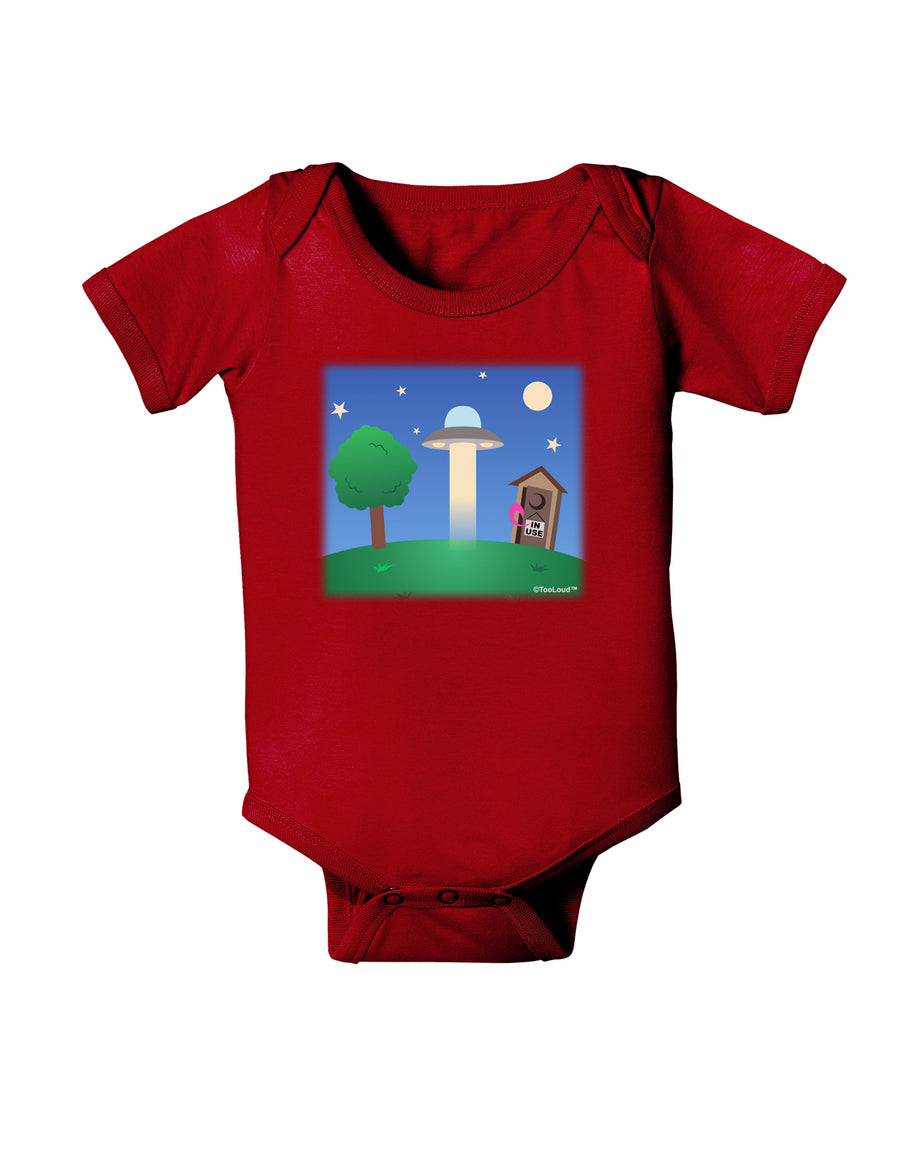 UFO Stopping At an Out-house Baby Bodysuit Dark by TooLoud-Baby Romper-TooLoud-Black-06-Months-Davson Sales