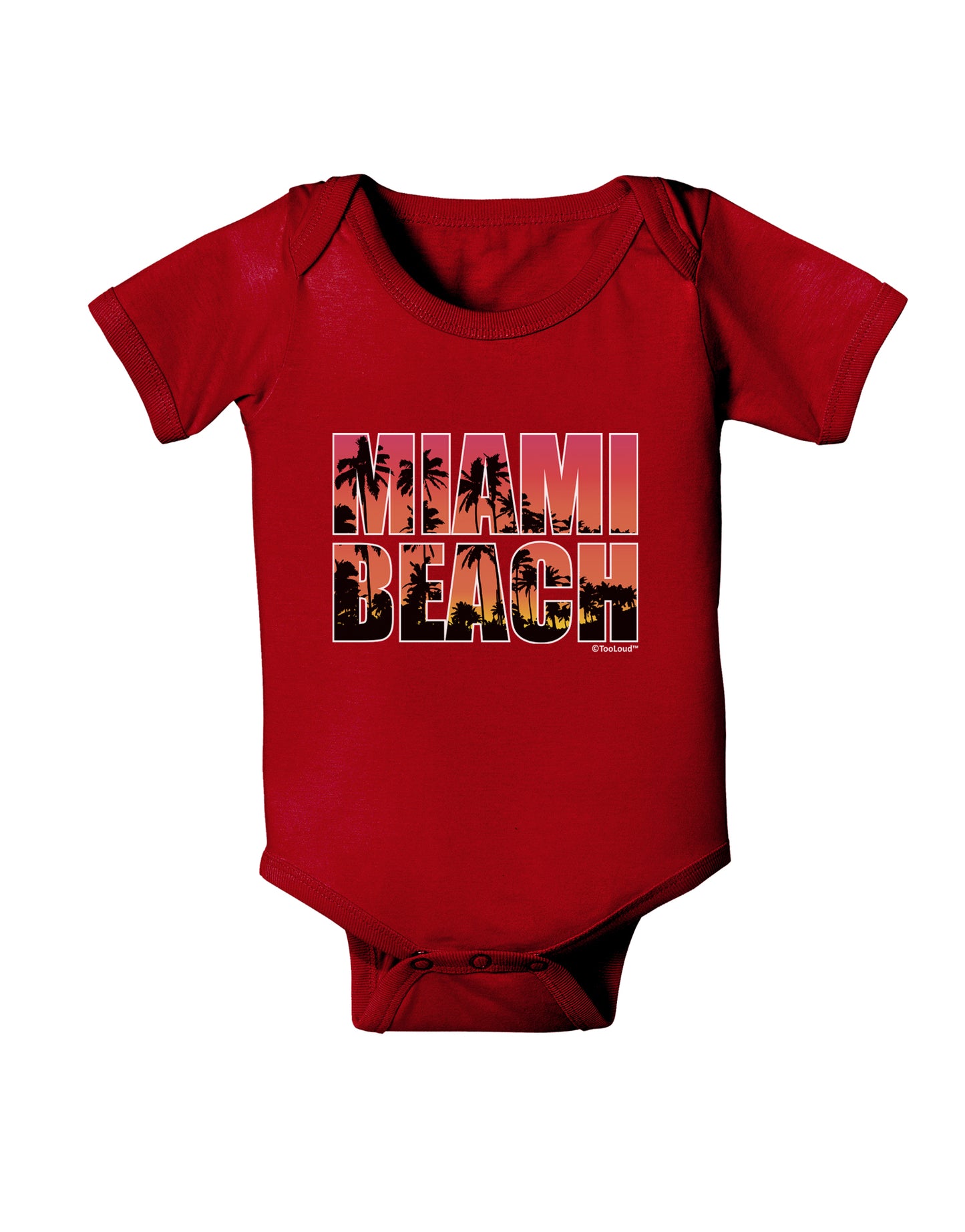 Miami Beach - Sunset Palm Trees Baby Bodysuit Dark by TooLoud-Baby Romper-TooLoud-Red-06-Months-Davson Sales