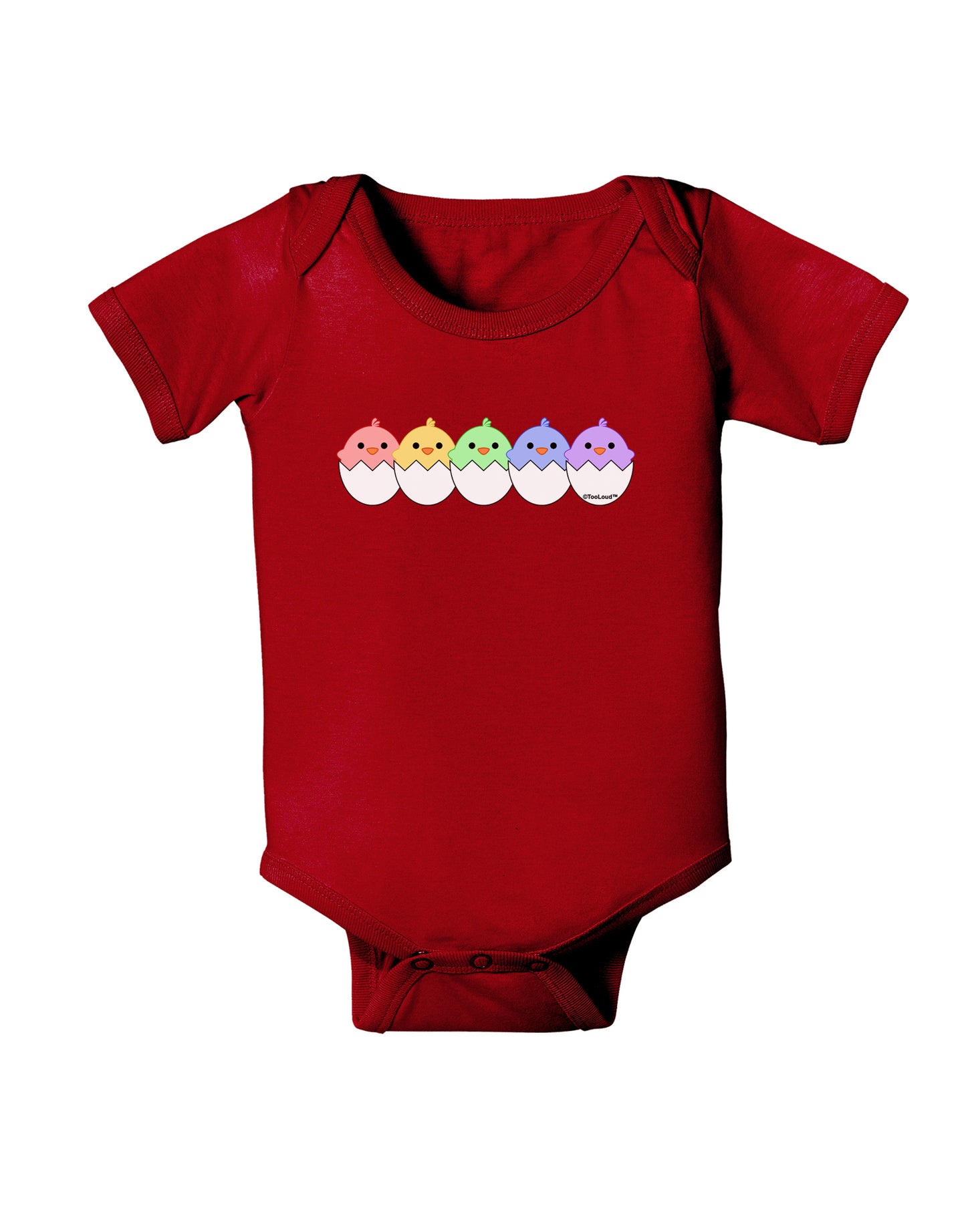 Cute Hatching Chicks Group #2 Baby Bodysuit Dark by TooLoud-Baby Romper-TooLoud-Red-06-Months-Davson Sales