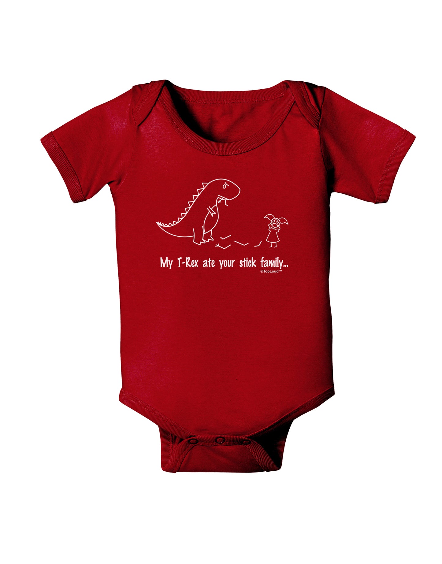 My T-Rex Ate Your Stick Family - Line Baby Bodysuit Dark by TooLoud-Baby Romper-TooLoud-Red-06-Months-Davson Sales
