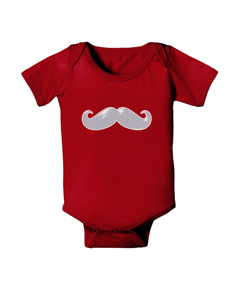 Big Silver White Mustache Baby Bodysuit Dark-Baby Romper-TooLoud-Black-06-Months-Davson Sales