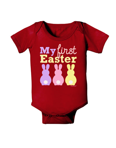 My First Easter - Three Bunnies Baby Bodysuit Dark by TooLoud-Baby Romper-TooLoud-Red-06-Months-Davson Sales
