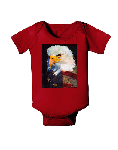 Patriotic Bald Eagle - American Flag Baby Bodysuit Dark by TooLoud-Baby Romper-TooLoud-Red-06-Months-Davson Sales