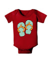 Striped Flip Flops - Teal and Orange Baby Bodysuit Dark-Baby Romper-TooLoud-Red-06-Months-Davson Sales