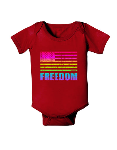 American Pride - Rainbow Flag - Freedom Baby Bodysuit Dark-Baby Romper-TooLoud-Red-06-Months-Davson Sales