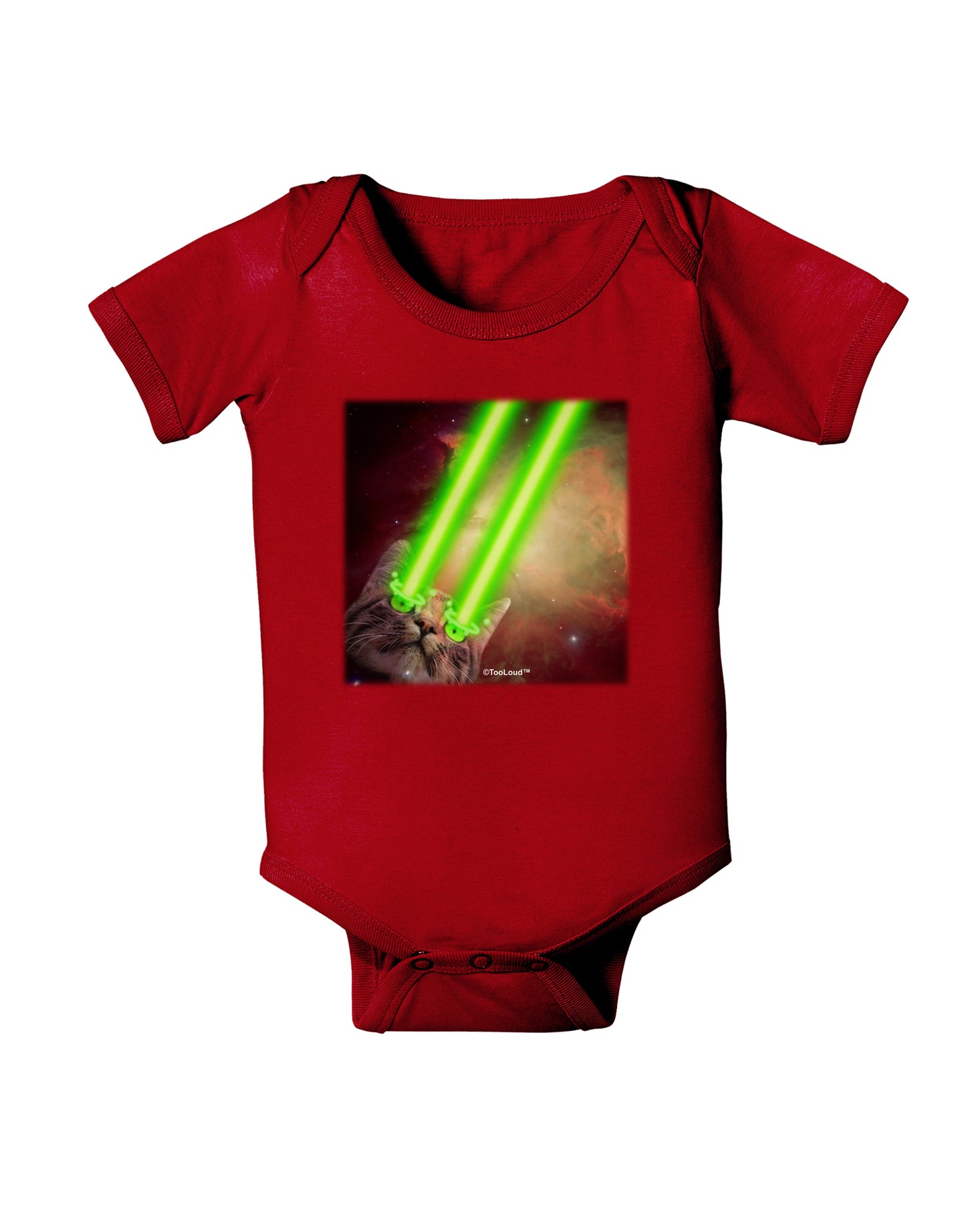 Laser Eyes Cat in Space Design Baby Bodysuit Dark by TooLoud-Baby Romper-TooLoud-Red-06-Months-Davson Sales