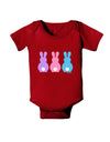 Three Easter Bunnies - Pastels Baby Bodysuit Dark by TooLoud-Baby Romper-TooLoud-Red-06-Months-Davson Sales