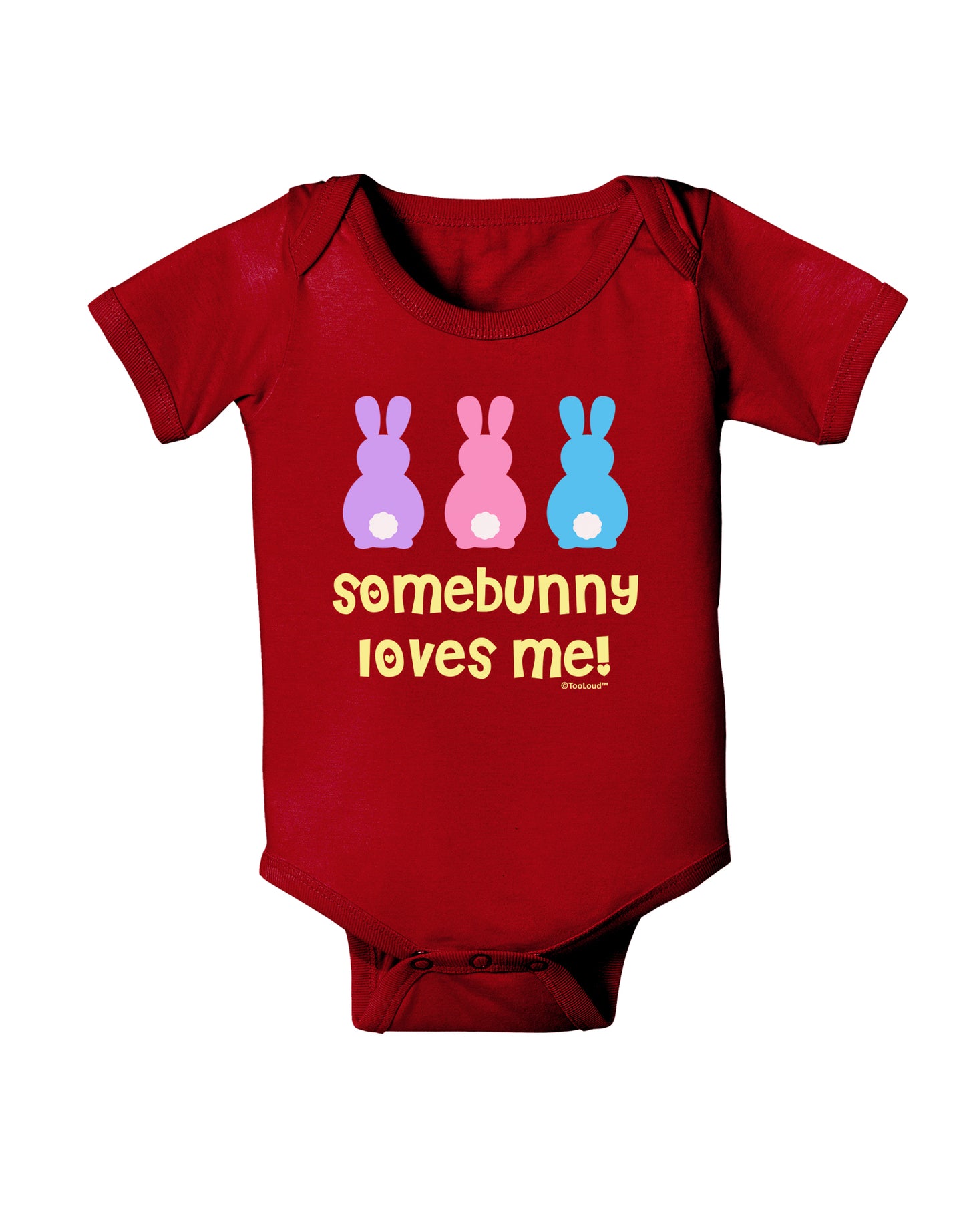 Three Easter Bunnies - Somebunny Loves Me Baby Bodysuit Dark by TooLoud-Baby Romper-TooLoud-Red-06-Months-Davson Sales