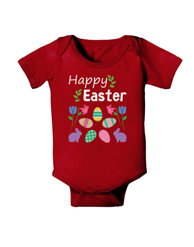 Happy Easter Design Baby Bodysuit Dark-Baby Romper-TooLoud-Red-06-Months-Davson Sales
