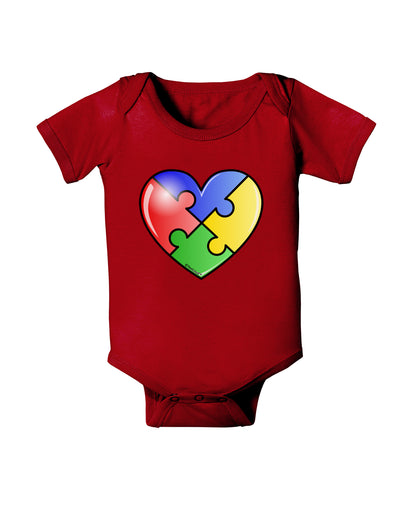 Big Puzzle Heart - Autism Awareness Baby Bodysuit Dark by TooLoud-Baby Romper-TooLoud-Red-06-Months-Davson Sales