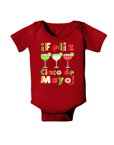 Margaritas - Mexican Flag Colors - Feliz Cinco de Mayo Baby Bodysuit Dark by TooLoud-Baby Romper-TooLoud-Red-06-Months-Davson Sales