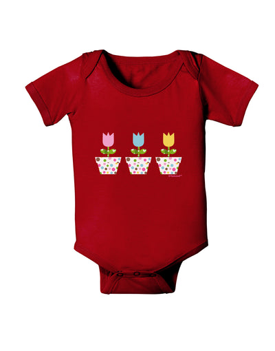 Three Easter Tulips Baby Bodysuit Dark by TooLoud-Baby Romper-TooLoud-Red-06-Months-Davson Sales