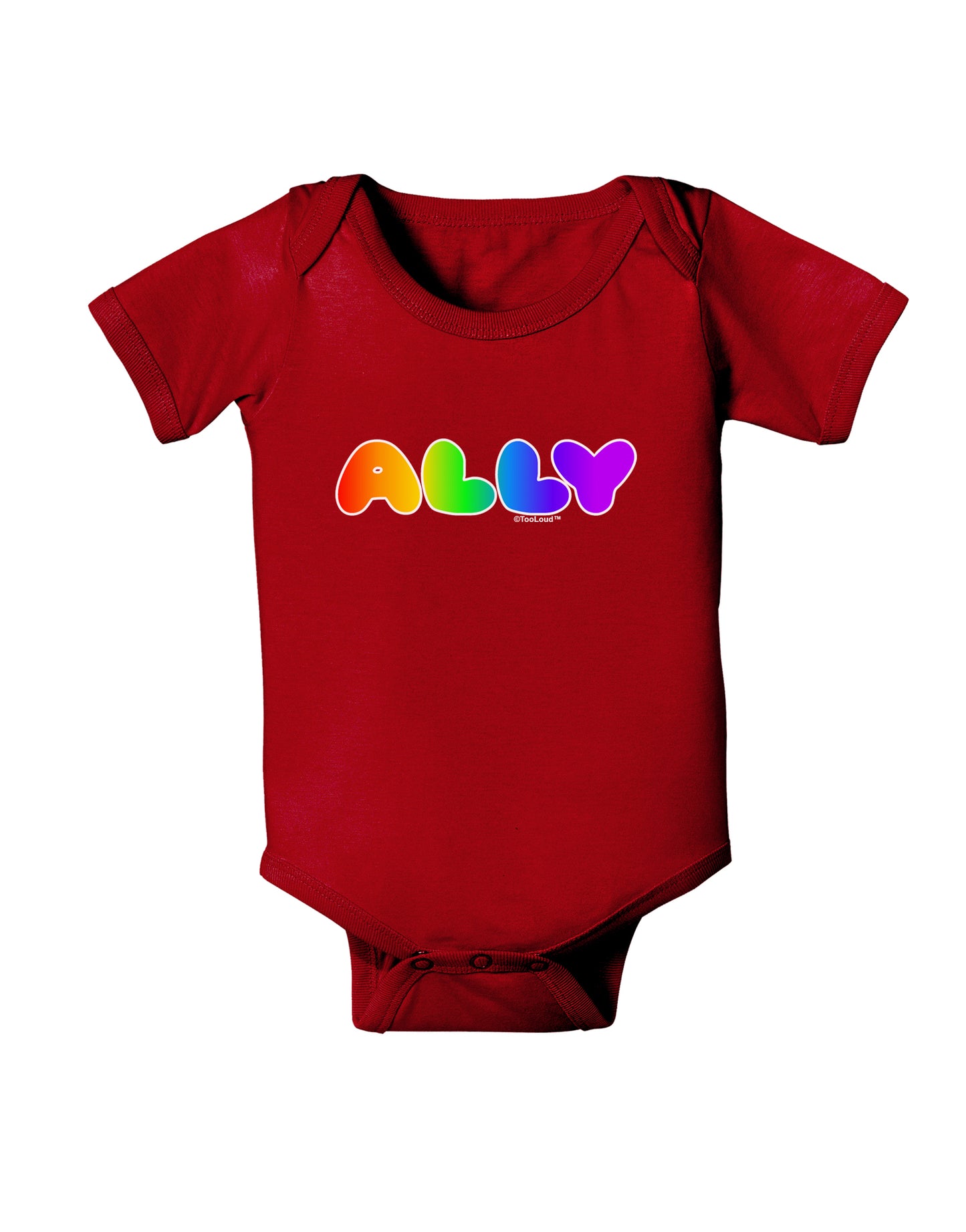 LGBT Ally Rainbow Text Baby Bodysuit Dark by TooLoud-Baby Romper-TooLoud-Red-06-Months-Davson Sales