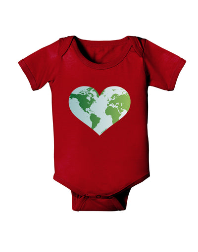 TooLoud World Globe Heart Baby Bodysuit Dark-Baby Romper-TooLoud-Red-06-Months-Davson Sales