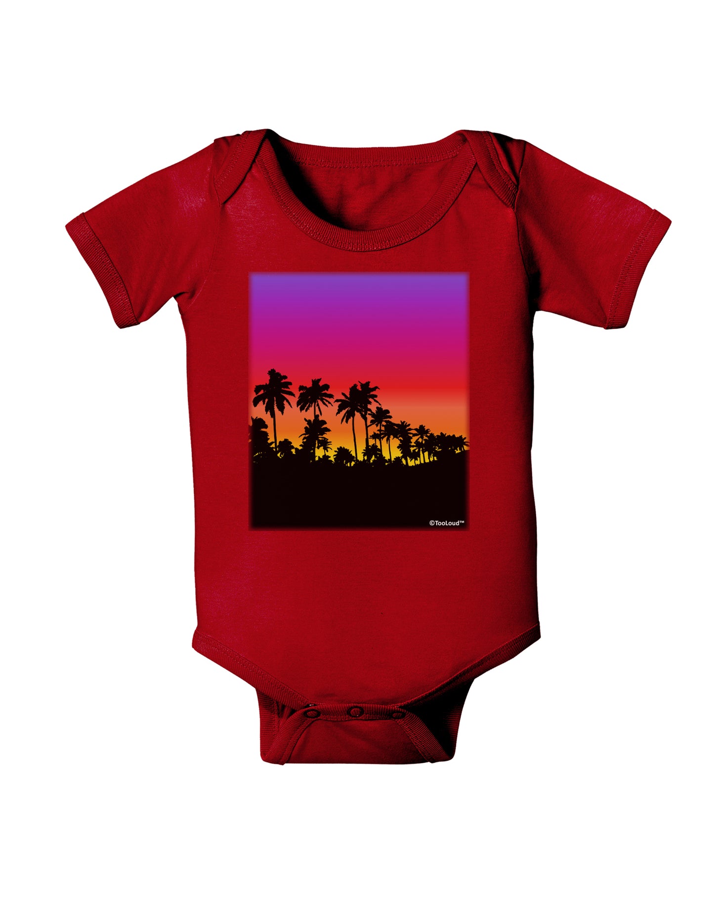 Palm Trees and Sunset Design Baby Bodysuit Dark by TooLoud-Baby Romper-TooLoud-Red-06-Months-Davson Sales