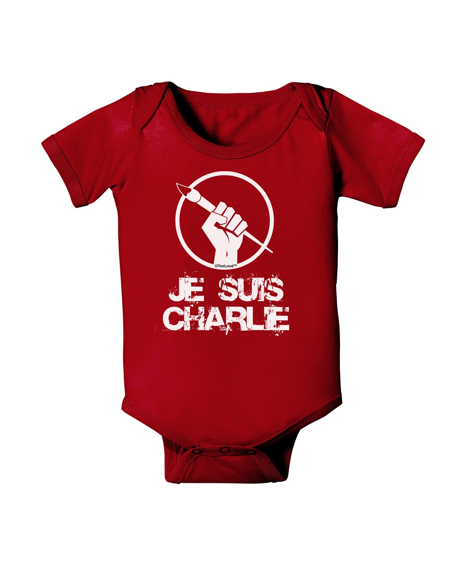 Je Suis Charlie Baby Bodysuit Dark-Baby Romper-TooLoud-Red-06-Months-Davson Sales