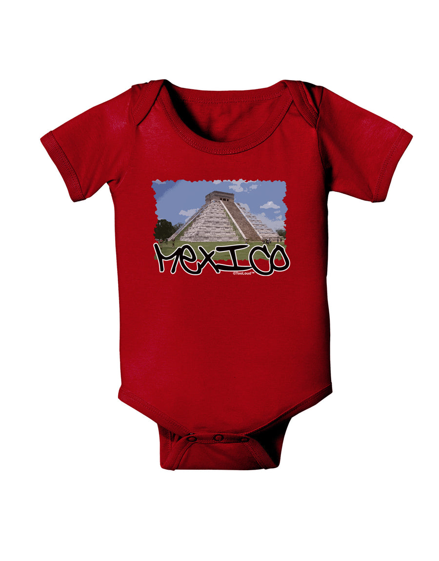 Mexico - Mayan Temple Cut-out Baby Bodysuit Dark-Baby Romper-TooLoud-Black-06-Months-Davson Sales