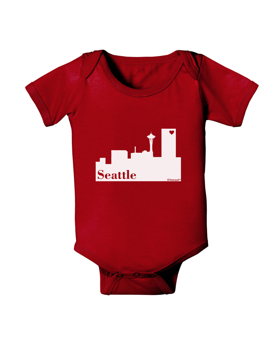 Seattle Skyline with Space Needle Baby Bodysuit Dark by TooLoud-Baby Romper-TooLoud-Black-06-Months-Davson Sales