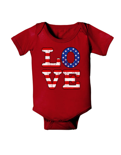 American Love Design - Distressed Baby Bodysuit Dark by TooLoud-Baby Romper-TooLoud-Red-06-Months-Davson Sales