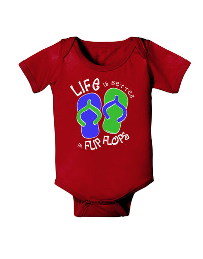 Life is Better in Flip Flops - Blue and Green Baby Bodysuit Dark-Baby Romper-TooLoud-Red-06-Months-Davson Sales