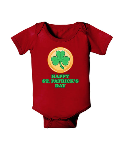Shamrock Button - St Patrick's Day Baby Bodysuit Dark by TooLoud-Baby Romper-TooLoud-Red-06-Months-Davson Sales