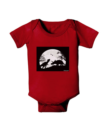 T-Rex and Triceratops Silhouettes Design Baby Bodysuit Dark by TooLoud-Baby Romper-TooLoud-Red-06-Months-Davson Sales