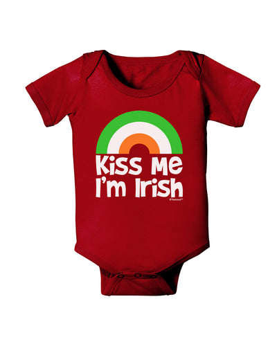 Irish Flag Rainbow - Kiss Me I'm Irish Baby Bodysuit Dark by TooLoud-Baby Romper-TooLoud-Red-06-Months-Davson Sales