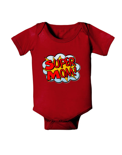 Super Mom - Superhero Comic Style Baby Bodysuit Dark-Baby Romper-TooLoud-Red-06-Months-Davson Sales