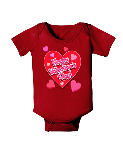 Happy Valentine's Day Romantic Hearts Baby Bodysuit Dark-Baby Romper-TooLoud-Red-06-Months-Davson Sales