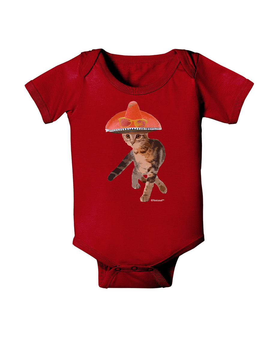 Cat with Pink Sombrero and Sunglasses Baby Bodysuit Dark by TooLoud-Baby Romper-TooLoud-Black-06-Months-Davson Sales