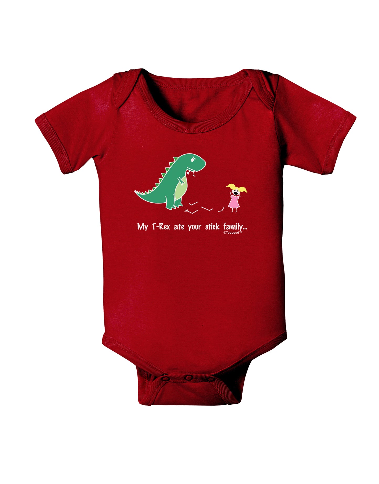My T-Rex Ate Your Stick Family - Color Baby Bodysuit Dark by TooLoud-Baby Romper-TooLoud-Red-06-Months-Davson Sales