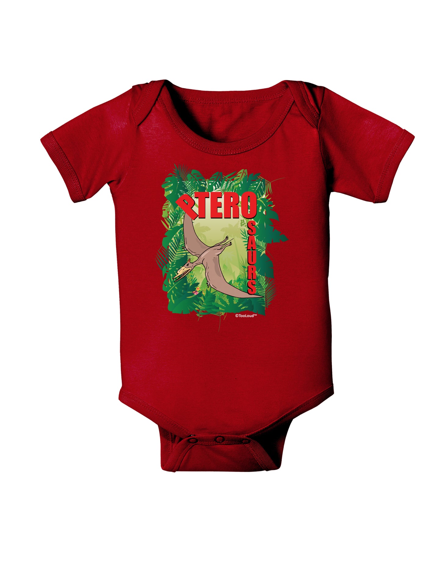 Pterosaurs - With Name Baby Bodysuit Dark by TooLoud-Baby Romper-TooLoud-Red-06-Months-Davson Sales