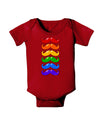 Colorful Rainbow Mustaches Baby Bodysuit Dark-Baby Romper-TooLoud-Red-06-Months-Davson Sales