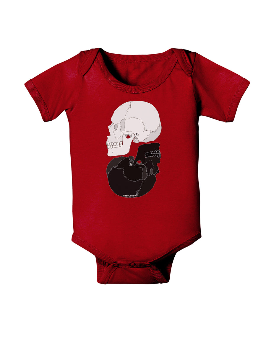 White And Black Inverted Skulls Baby Bodysuit Dark by TooLoud-Baby Romper-TooLoud-Black-06-Months-Davson Sales