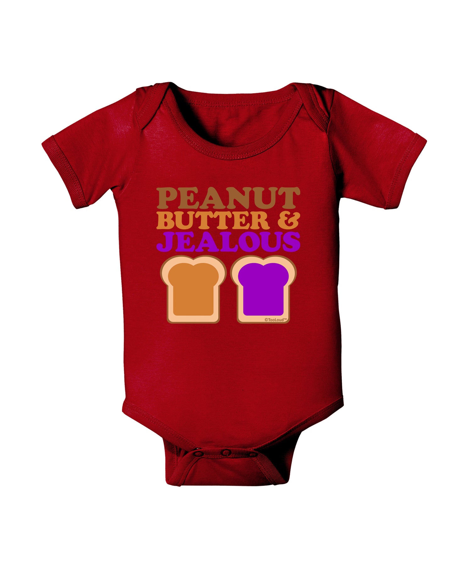 Peanut Butter and Jealous Baby Bodysuit Dark by TooLoud-Baby Romper-TooLoud-Red-06-Months-Davson Sales