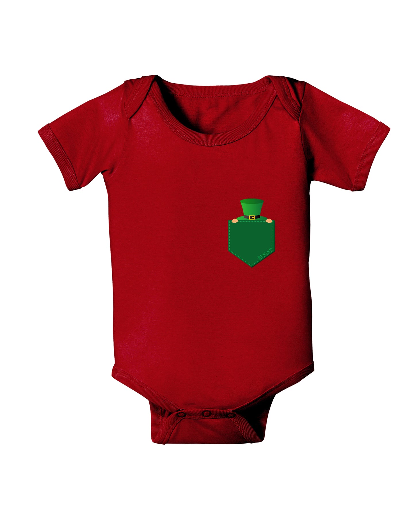 Leprechaun Peeking Out of Faux Pocket Baby Bodysuit Dark by TooLoud-TooLoud-Red-06-Months-Davson Sales