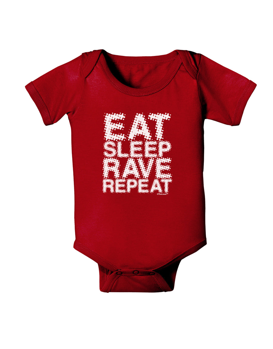 Eat Sleep Rave Repeat Baby Bodysuit Dark by TooLoud