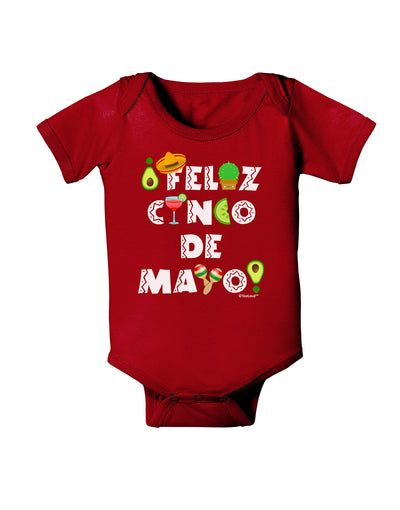 Feliz Cinco de Mayo - Fiesta Icons Baby Bodysuit Dark by TooLoud-Baby Romper-TooLoud-Red-06-Months-Davson Sales