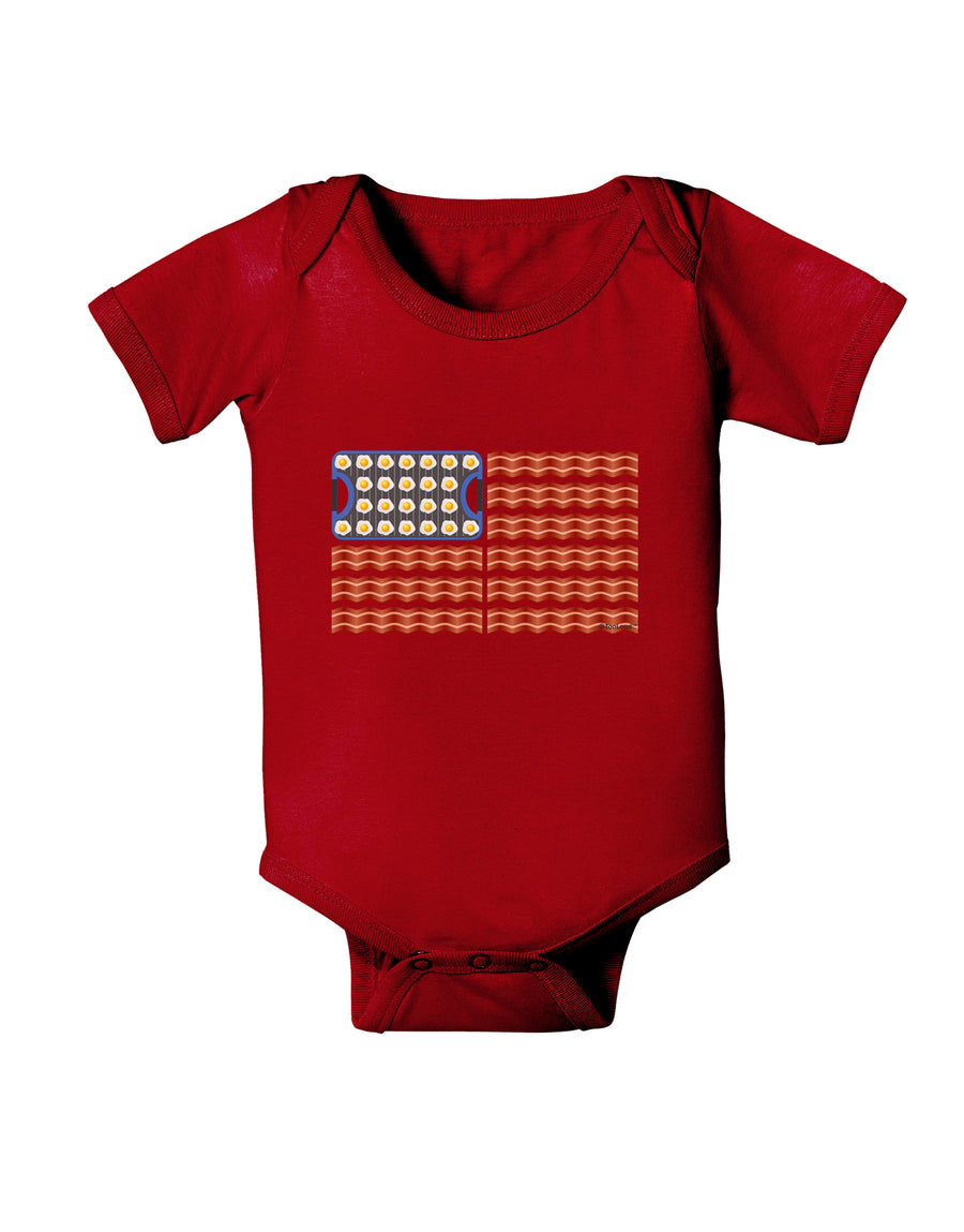 American Breakfast Flag - Bacon and Eggs Baby Bodysuit Dark-Baby Romper-TooLoud-Black-06-Months-Davson Sales