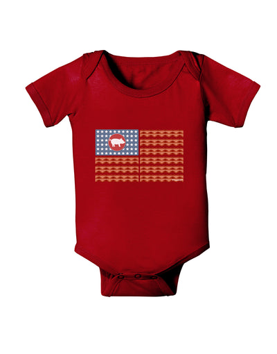 American Bacon Flag Baby Bodysuit Dark-Baby Romper-TooLoud-Red-06-Months-Davson Sales