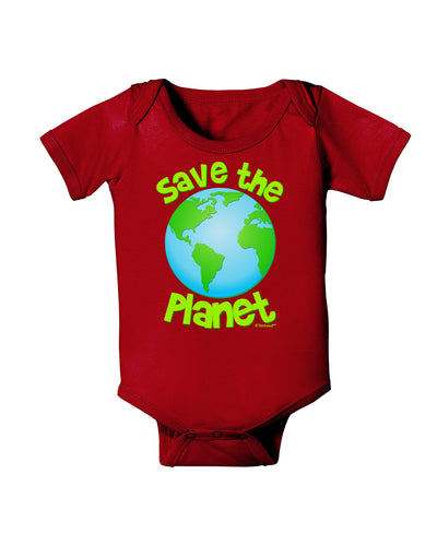 Save the Planet - Earth Baby Bodysuit Dark-Baby Romper-TooLoud-Red-06-Months-Davson Sales