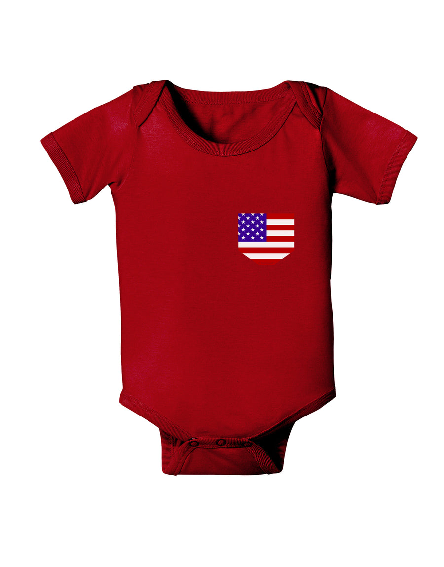 American Flag Faux Pocket Design Baby Bodysuit Dark by TooLoud-Baby Romper-TooLoud-Black-06-Months-Davson Sales