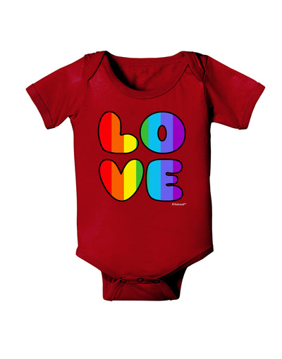 Rainbow LOVE Text Baby Bodysuit Dark by TooLoud-Baby Romper-TooLoud-Red-06-Months-Davson Sales