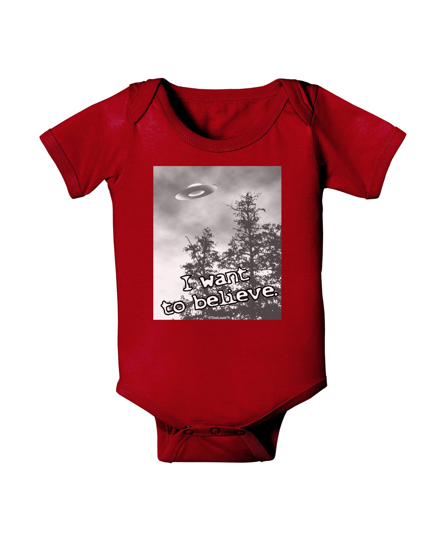 I Want to Believe - UFO Baby Bodysuit Dark by TooLoud-Baby Romper-TooLoud-Red-06-Months-Davson Sales